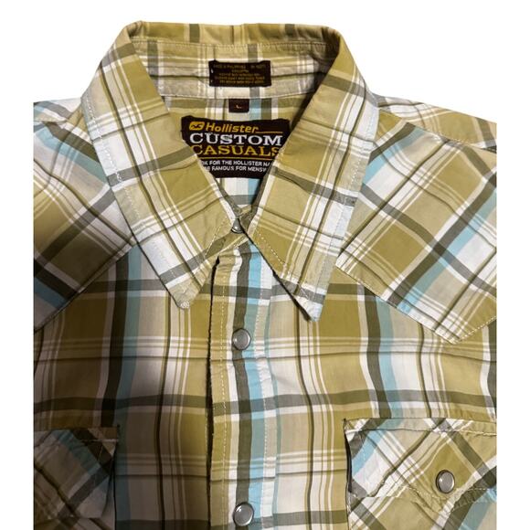 Vintage Y2K Hollister Custom Casuals Western Plaid Snap Shirt (L) - Picture 3 of 5